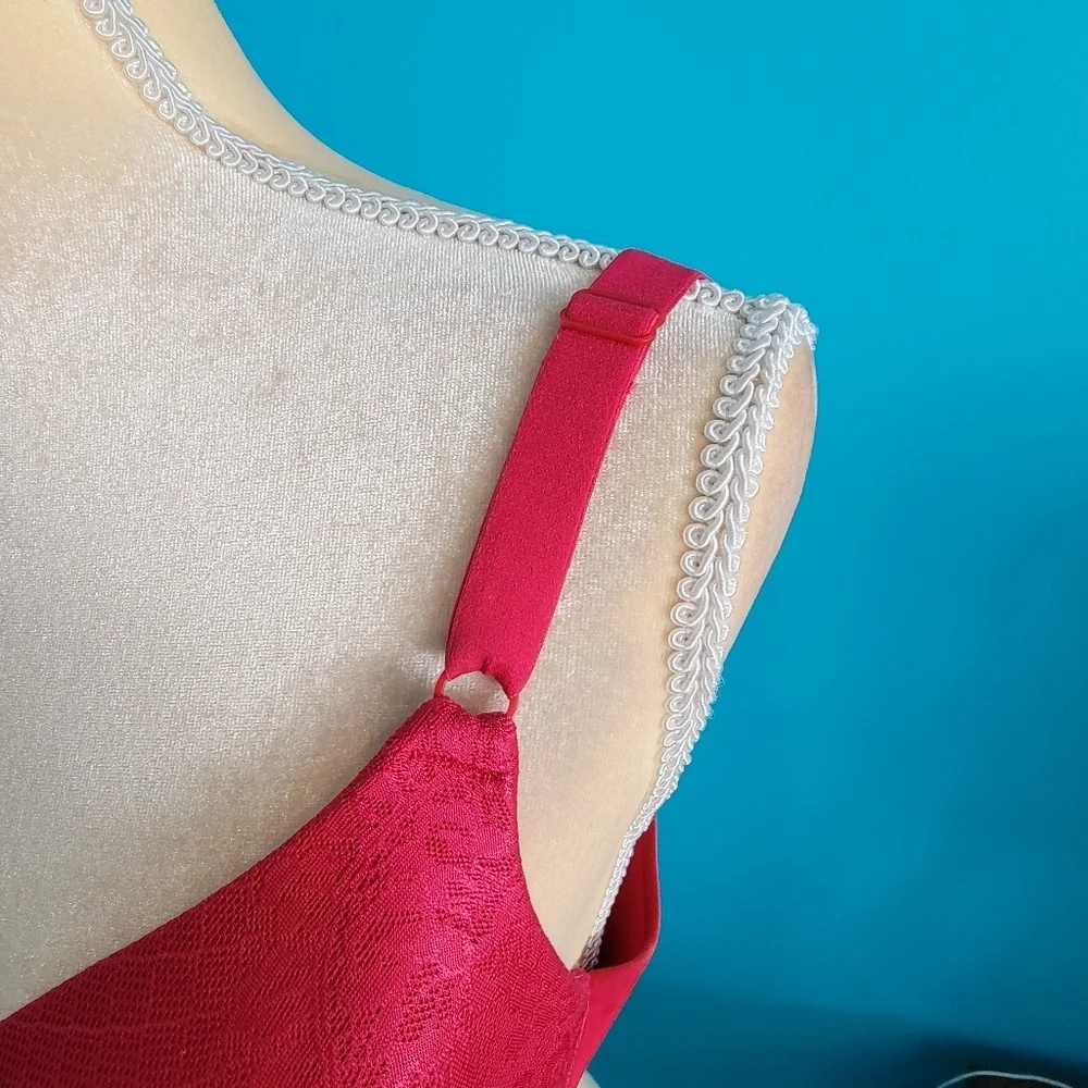 Vanity Fair 36D Red Beauty Back Lace Underwire Bra Full Coverage 75346